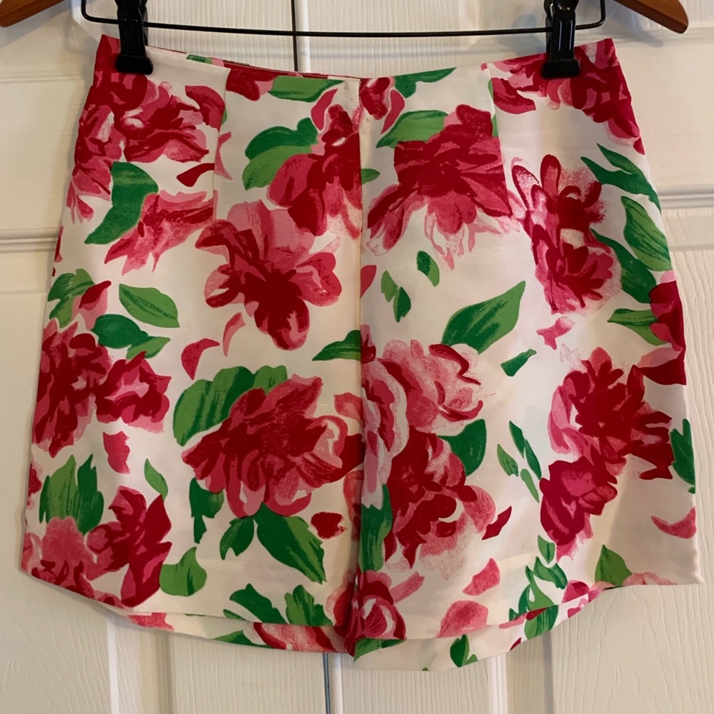 Tibi Floral Women's Shorts - Red and Green